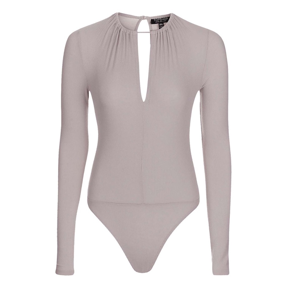 Topshop Long Sleeve Ribbed Keyhole Bodysuit